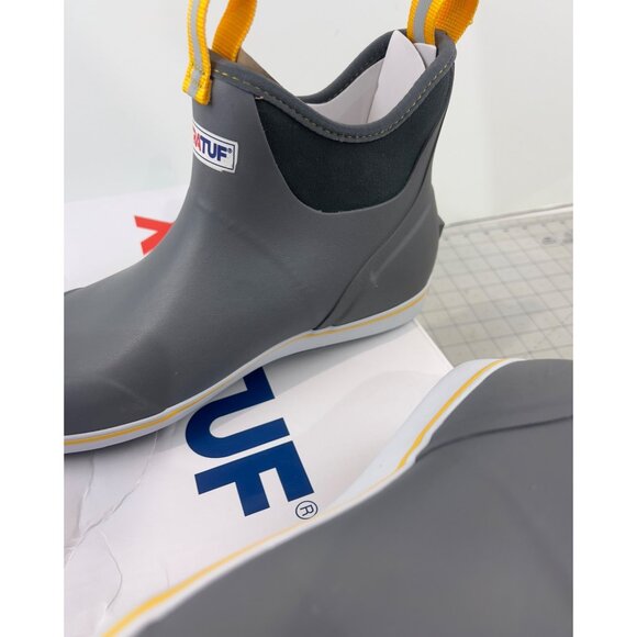Xtratuf Mens 6” Ankle Deck Boots Gray/Yellow Waterproof Slip-Resistant Sz. 9 New - Picture 5 of 8